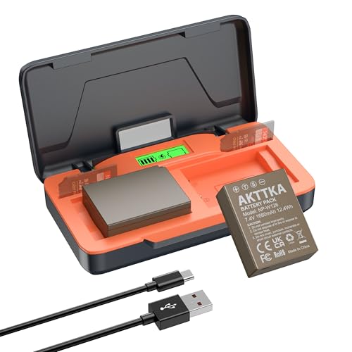 AKTTKA NP-W126S/W126 Batería 1680mAh (2 Packs) 20W Carga Rápida para Fujifilm X100F/X100VI/X-A1/X-E1/X-E2/X-E3/X-M1/X-Pro1/X-T1/X-T3/X-T30/X-T50/HS30EXR/HS35EXR/HS50EXR, Pantalla LCD, Memoria SD