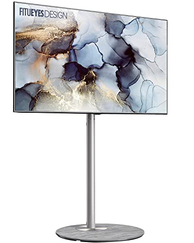 FITUEYES Design Floor TV Stand for 32 37 43 50 55 60 inch TV, Art Swivel Corner TV Stand with Marble Textured Glass Base & Integrated Wire Management Height Adjustable, Master Series