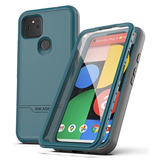 Encased RebelShield Designed for Pixel 5a 5G Case with Screen Protector, Heavy Duty Full Body Protective Cover with Build-in Screen Guard for Google Pixel 5a 5G - Blue