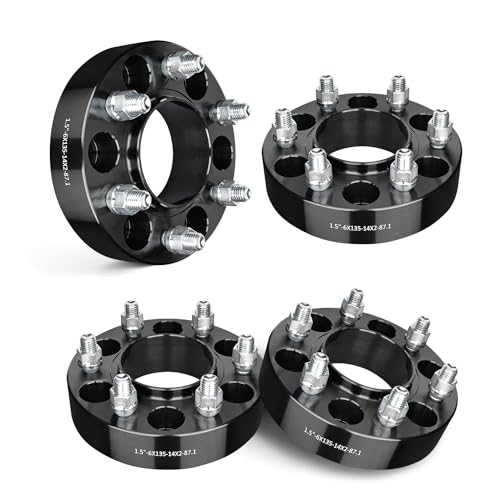 EVIL ENERGY 6x135 Wheel Spacers 1.5 inch Compatible with Ford Expedition F150 2004-2014 6x135 mm Hubcentric with Lip 6 Lugs 87.1 mm Hub Bore M14x2 Studs Wheel Spacer Black