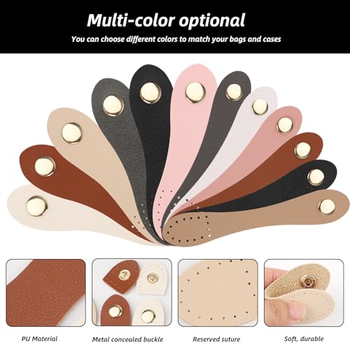 12 Pcs Leather Snap Button Closures Sew On PU Leather Buckles in 2 Sizes, Colorful Snap Fasteners for Purse, Wallet, Bag, Tote, DIY Leathercraft and Bag Making  - Thumbnail 3