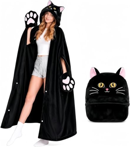 Image of Halloween Animal Hooded Blanket Cape Plush Costume Inspired Wearable