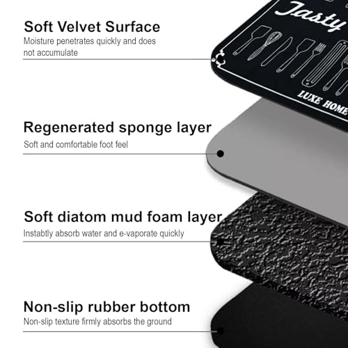Image of Luxe Home Kitchen Mat Combo Jasty Fresh Bread Design Standing Desk Floor Mat Non Slip Kitchen Rugs, Comfort Runner Floor for Home Office, Sink & Laundry - Grey (116x36 & 58x36 cm PC-2)