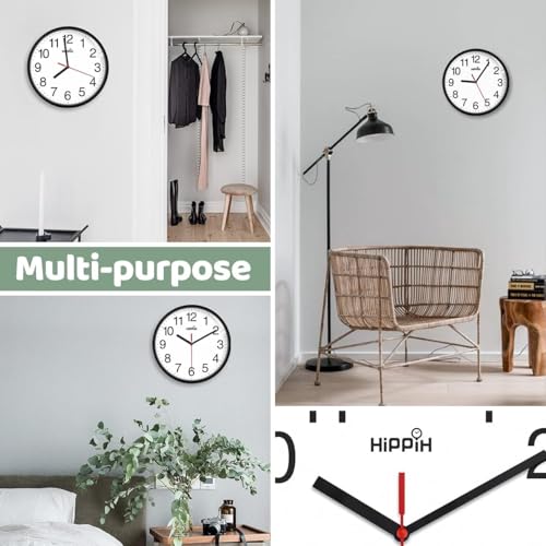 Yoobure Clock Black Wall Clock Silent Non Ticking Quality Quartz - 10 Inch Round Easy to Read for Home Office & School Decor Clock