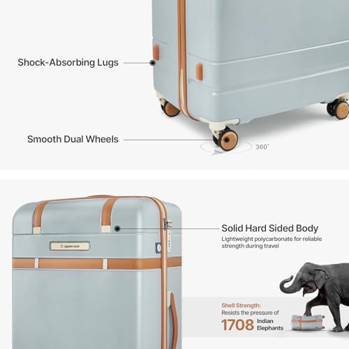 Image of uppercase Chester Large Size Trolley Bag for Travel | 360 8 Wheels Hard Luggage with TSA Lock, Anti-Theft Zippers | Hard Sided Polycarbonate Suitcase for Both Men & Women (Grey)