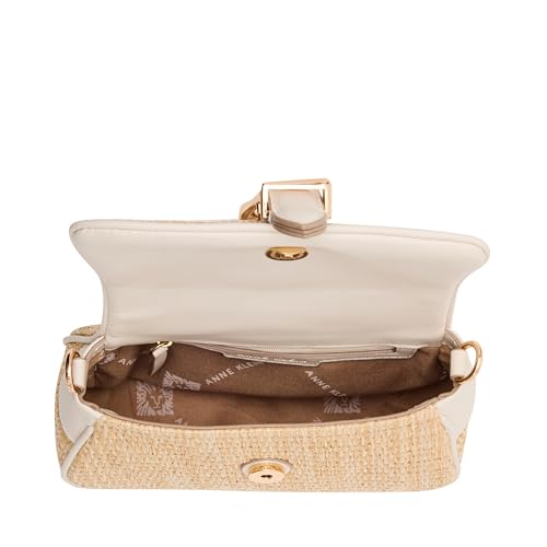 Anne Klein Womens Sculpted Buckle Flap Shoulder Bag, Black3