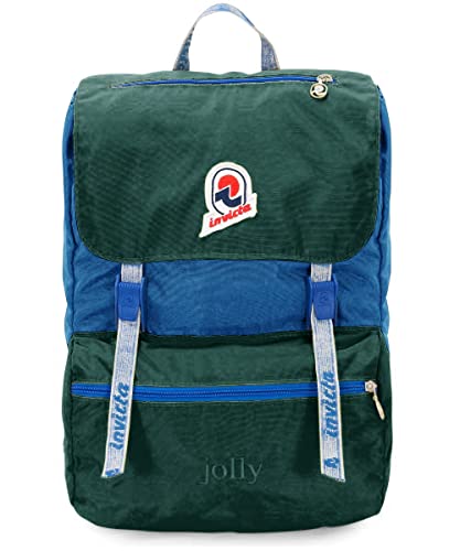 Invicta Zaino Jolly Vintage, Verde/Blu, 13'' Tasca Pc, Icon, 18 Lt