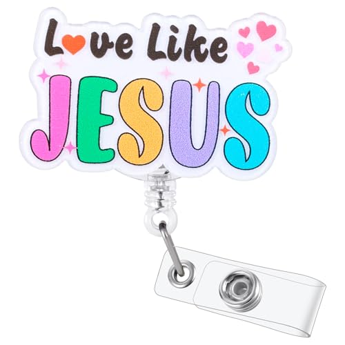 Love Like Jesus Funny Medical Badge Reel | Retractable ID Card Mental Health Badge Holder | Name Tag Faith Badge Clip for RN LPN CNA MA ER Night Shift Nurse Nursing Student Psychotherapist Doctor