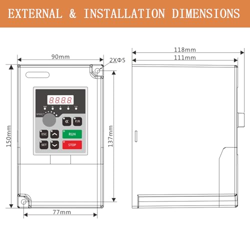 QNK 2.2KW 220V 3HP 11A AC VFD Converter Single to 3 Phase Inverter Variable Frequency Drive CNC Spindle Motor Speed Controller