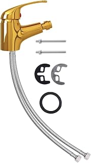 vidaXL Grifo Mezclador de Bidé Lavabo Monomando Cuarto de Baño Aseo Ducha Inodoro Bañero Grifería Cocina Reemplazo Duradero Dorado 13x12 cm
