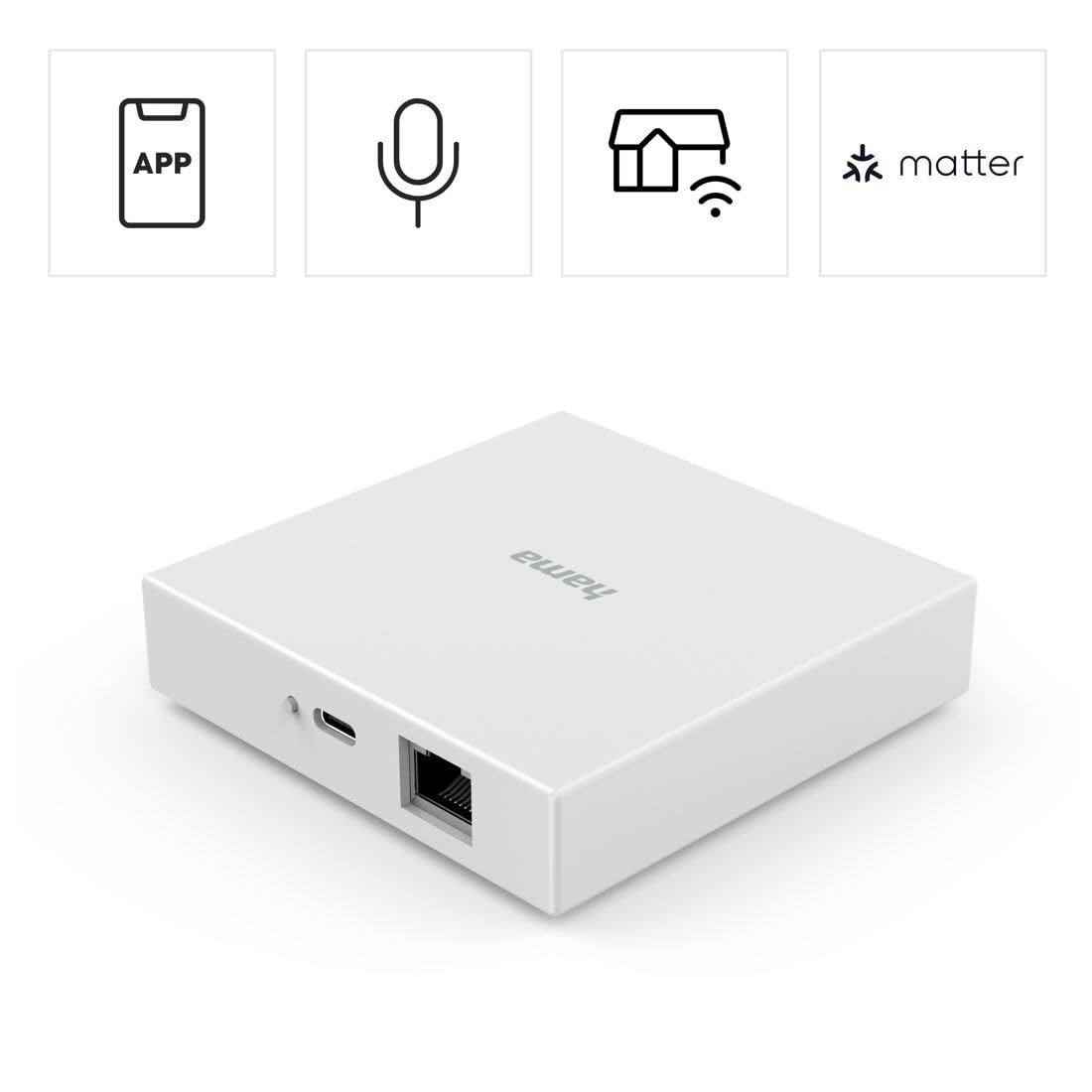 Hama Smart Hub gateway WiFi connesso (Matter, Zigbee, Thread, compatibile con controllo vocale Alexa, Google Assitant e Apple Siri), bianco