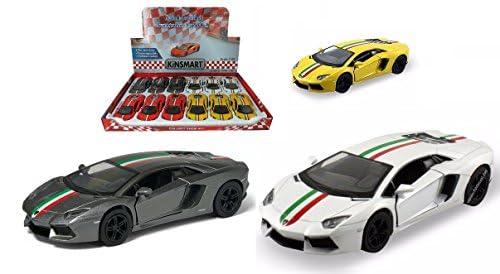 KiNSMART Lamborghini Aventador LP700-4 1:38 Scale 5" Die Cast Metal Model Super Car Toy (4 Set Race)