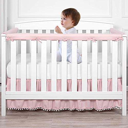 Eastern Corridor-EU 3-teiliges Schutz-Set für Kinderbettgitter – Kinderbett-Schienenschutz, sicherer Beißschutz für Standard-Kinderbett – 128 x 18 cm/68 x 18 cm Kinderbett-Beißschienenschutz (Rosa)