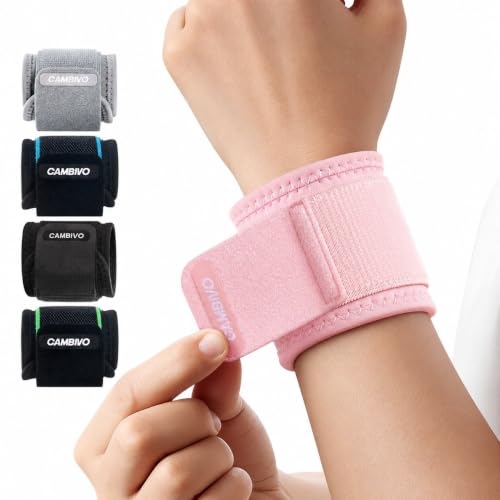 Image of CAMBIVO 2 Pack Wrist Brace for Carpal Tunnel with wraps, Pink | Wrist Support, Adjustable Wrist Wraps for Weightlifting, Tendonitis, Pain Relief, Sleeping, Night, Gym, Neoprene, Both Hands