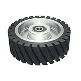 3'-14' x 2' Serrated Rubber Contact Wheel with 6202-1/2 Bearings Belt Grinder Replacement Parts (150x50mm, 65A)
