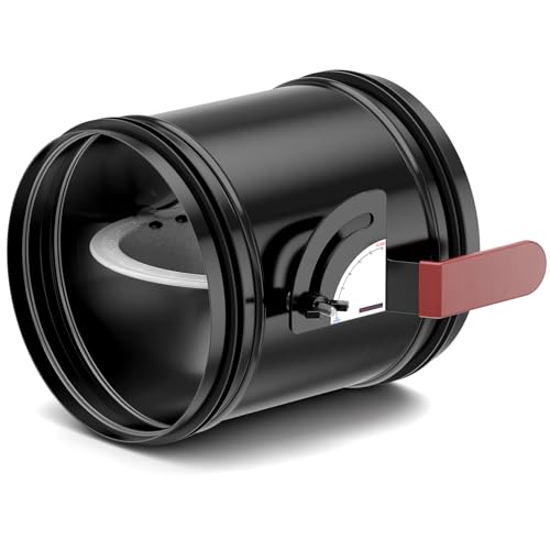 Hon&Guan HVAC Duct Manual Volume Backdraft Damper 6 Inch ，Manual Airflow Control with Silicone Seal Ring Flap for Airflow Ducting Branch Vent Systems -Galvanized Steel,Black