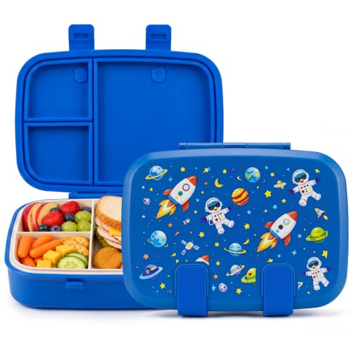 MISS BIG Kids Bento Lunch Box, Blue Astronaut, Microwave Safe, 800ml