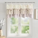Gxi Tie Top Gingham Kitchen Curtain Check Ruffle...
