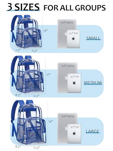 Image of Clear Backpack for School, Heavy Duty Transparent Bookbag