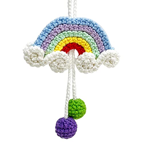 Accessoires de voiture Boho pour femmes | Décoration d'intérieur de voiture au crochet Boho arc-en-ciel tricotée à la main | Diffuseur d'huiles essentielles pour voitures, désodorisant décoratif Keloc