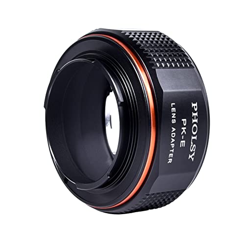 PHOLSY Adaptador Montura PK-E Compatible con Objetivos Pentax K y Cuerpo de Cámara Sony E, a1, a9-II a7S III/II, a7R V/IV/III/II, a7 IV/III/II, a6600 a6500 a6400 a6300 a6100 a6000 a5100 NEX ZV-E10
