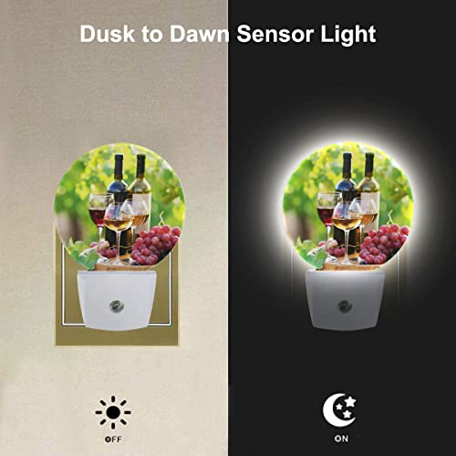 Image of EKOBLA Autumn Harvest Night Light, Wine and Grapes Night Lights Plug Into Wall with Dusk to Dawn Sensor, 0.5W Sleep Friendly for Home Decor