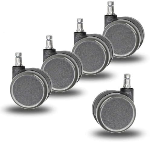Trendoffice by Dauphin 5er Rollenset, Stuhlrollen Ersatzrollen Rollen für Drehstuhl Bürostuhl, geeignet für Hartböden wie Laminat, Vinyl, Parkett, Stein, Fließen, Stiftdurchmesser von 11mm