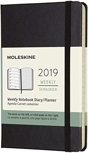Agenda Moleskine 2019, Hebdomadaire, 12 mois, Format de poche (9 cm x 14 cm), Noir, Couverture rigide