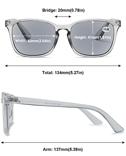 MAGIMODAC Womens Mens Reading Glasses Sunglasses Readers UV400 Protection Transparent Grey 1.5+ - Image 3