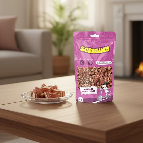 Image of Scrummy Marbled Duck Cubes Dog Treats 70g (Pack of 3) | Soft & Tasty Training Snacks | High Protein Healthy Chews for Puppies & Adult Dogs