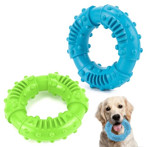 QYRDBGY 2 Stück Hundespielzeug Gummi, Kauspielzeug Hunde Unzerstörbar Spielerische Zahnpflege Ring...