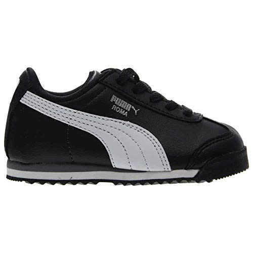 Image of PUMA boys Roma Basic Sneaker, Black/White/Puma Silver, 5 Toddler US