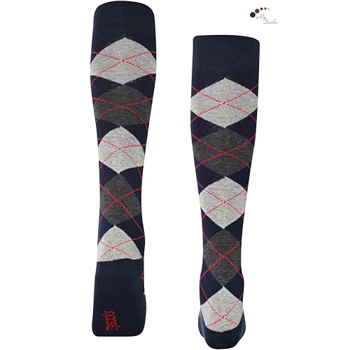 Image of Mysocks Unisex Extra Fine Combed Cotton Knee High Socks, Hand Linked Toe, Soft Latex Band