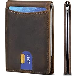 HRS Mens Wallet Genuine Leather small, Brown