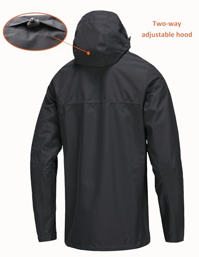Image of NORDIC OUTLAND Mens Lightweight Hooded Waterproof Rain Jacket Breathable Raincoat Shell for Outdoor Mountain Hiking