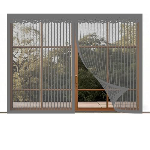 Cortinas Magnéticas 80 x 160 cm Antiinsectos, cierre automático, malla de poliéster personalizada, fácil de instalar, aptas para cocina, balcón, interior., Gris