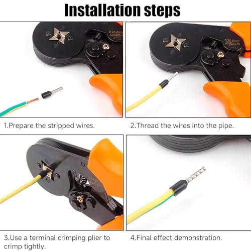 Terminales de virola de alambre hexagonal de PVC para cables con herramienta de crimpado AWG 14 6