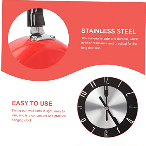 Reloj de pared en forma de sartén roja para decorar la cocina y el salón 4