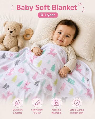 Image of THE LITTLE LOOKERS Soft Blanket for Babies | Ultra Soft, Breathable & Skin-Friendly | Safe & Chemical-Free | All-Season Use | Lightweight AC Blanket for 0-1 Years (Off White)