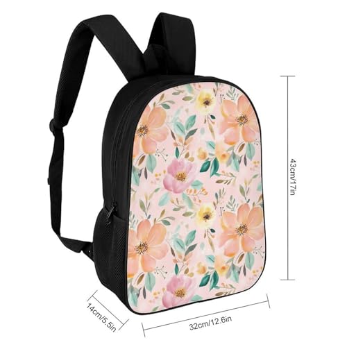 Watercolor Floral 17 Inch Backpack Classic Travel Daypack with Adjustable Shoulder Straps for Men Women2