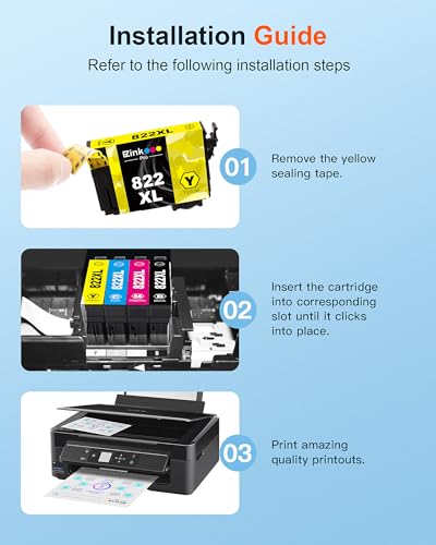 Image of E-Z Ink Pro 822XL Ink Cartridges Remanufactured Replacement for 822XL Ink Cartridges Combo Pack to Use with Workforce Pro WF-3820 WF-4830