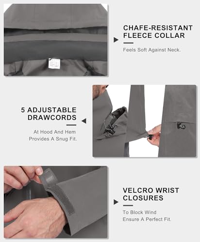 Image of Little Donkey Andy Mens Waterproof Rain Jacket Lightweight Windbreaker Hooded Jacket Packable Raincoat for Outdoor Hiking