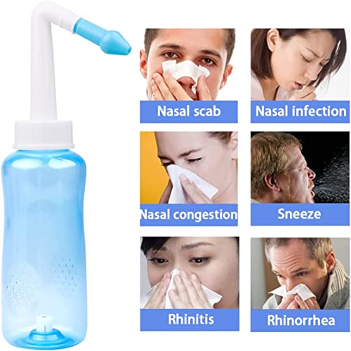 Novo Higienizador Nasal 300ml Previne Rinite Sinusite Alergias Adultos e Crianças Cor Azul - 1Care