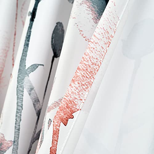 Lush Decor Zuri Flora Room Darkening Window Curtain Panel Pair, 63" Long x 52" Wide, Blue & Coral, W 52" x L 63" (2 Panels) - Image 3