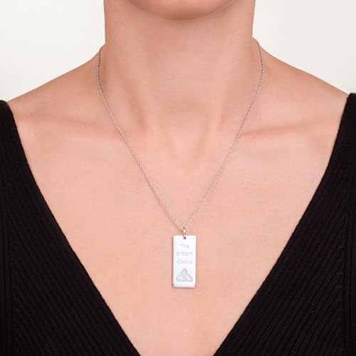 MORGAN & PAIGE .925 Sterling Silver Rhodium Plated 1/10CTTW Diamond Mo Anam Cara Celtic Know Pendant Necklace for Women - Hypoallergenic Sterling Silver Necklace for Women, Jewelry for Her, 18" + 2"2