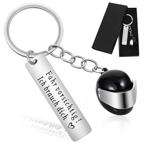 Nogeqi Motorrad Helm Schl&uuml;sselanh&auml;nger Fahr Vorsichtig Schl&uuml;sselanh&auml;nger Drive Safe Schl&uuml;sselband Gl&uuml;cksbringer Auto Motorrad Geschenke f&uuml;r M&auml;nner Frauen, F&uuml;hrerschein Bestanden Geschenk