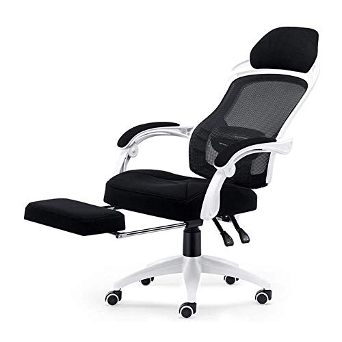 Accesorios para la vida diaria Silla de oficina Silla para computadora Silla ejecutiva para juegos Pasamanos de malla transpirable Bandeja gruesa a prueba de explosiones Rueda de pu-Blanco (Tamaño: