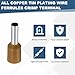 MECCANIXITY 1000Pcs AWG14 Wire Ferrules Crimp Terminal, VE 25-08 Copper Insulated Ferrule Crimping Connectors Kit for Stranded Wire, Electric Power Industrial Control System(Brown)