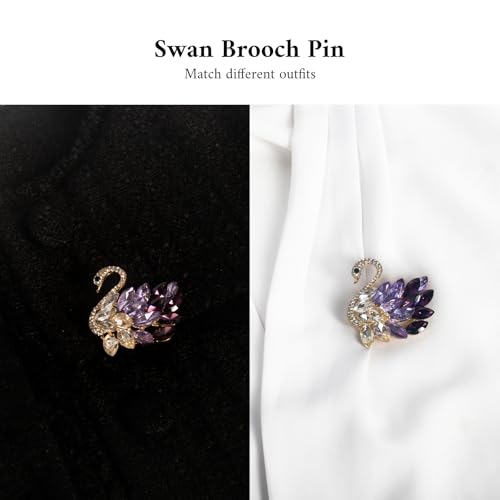 Image of Elegant Rhinestone Swan Brooch for Women, Crystal Swan Lapel Pin for Coat Jacket Scarf, Fashion Jewelry Gift for Mom Wife Girlfriend Birthday Anniversary Christmas