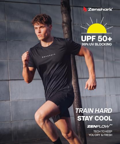 Image of ZENSHARK Gym T-Shirt for Men| Dry Fit Workout Sports T-Shirt | Quick Dry Breathable Polyester Fabric with Half Sleeve Round Neck | Running Gym Wear Active Wear for Training